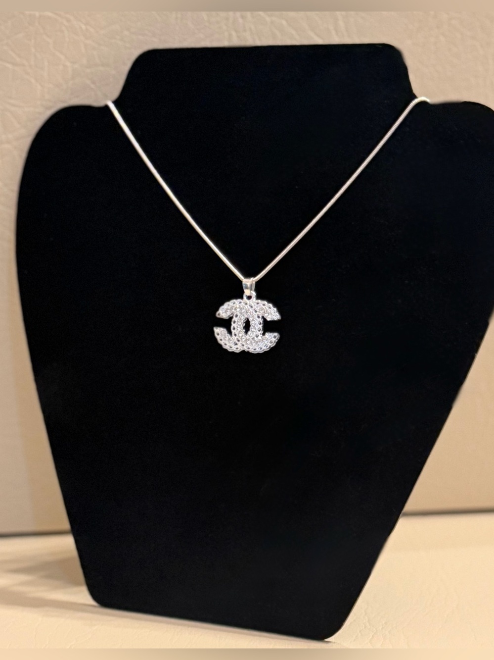 CC Silver Crystal Pendant Necklace